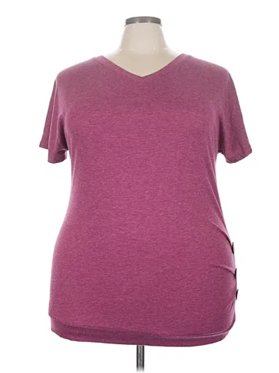 Pre-owned Unbranded Short Sleeve Top Burgundy V-neck Tops