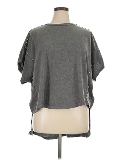 Pre-owned Unbranded Short Sleeve Top Gray Keyhole Neckline Tops