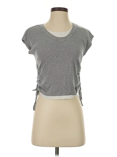 Pre-owned Unbranded Short Sleeve Top Gray Scoop Neck Tops