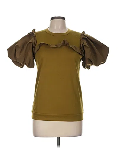 Pre-owned Unbranded Short Sleeve Top Green Cold Shoulder Neckline Tops