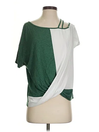 Pre-owned Unbranded Short Sleeve Top Green One Shoulder Neckline Tops