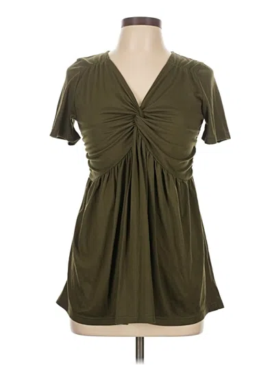 Pre-owned Unbranded Short Sleeve Top Green Plunge Neckline Tops