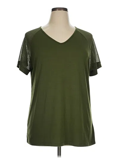 Pre-owned Unbranded Short Sleeve Top Green V Neck Tops
