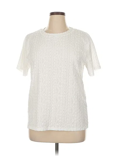 Pre-owned Unbranded Short Sleeve Top Ivory Crew Neck Tops In White