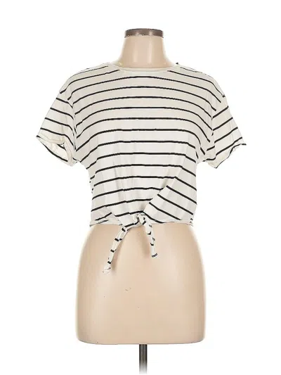 Pre-owned Unbranded Short Sleeve Top Ivory Keyhole Neckline Tops In White