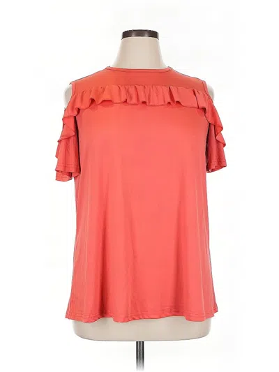 Pre-owned Unbranded Short Sleeve Top Orange Cold Shoulder Neckline Tops