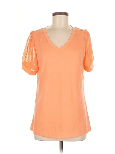 Pre-owned Unbranded Short Sleeve Top Orange Cold Shoulder Neckline Tops