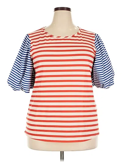 Pre-owned Unbranded Short Sleeve Top Orange Cold Shoulder Neckline Tops