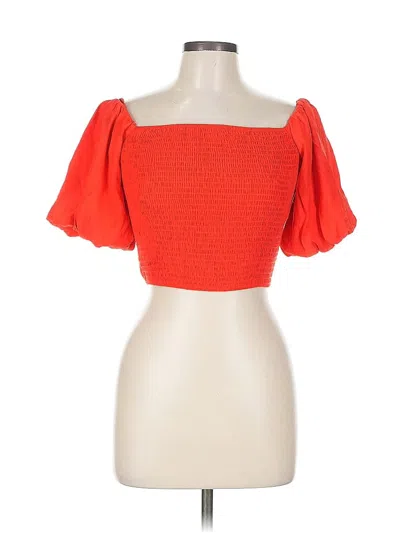 Pre-owned Unbranded Short Sleeve Top Orange Square Neckline Tops