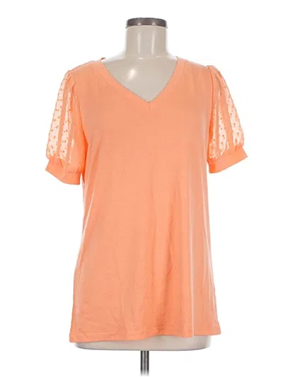 Pre-owned Unbranded Short Sleeve Top Orange V-neck Tops