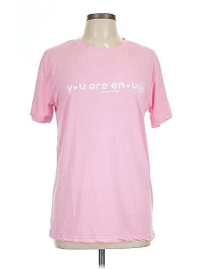 Pre-owned Unbranded Short Sleeve Top Pink Crew Neck Tops