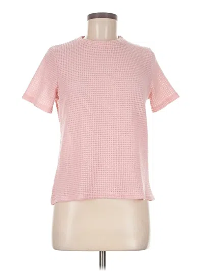 Pre-owned Unbranded Short Sleeve Top Pink Mock Neckline Tops