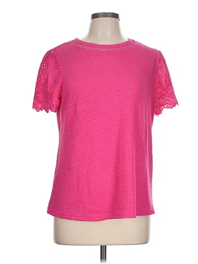 Pre-owned Unbranded Short Sleeve Top Pink Mock Neckline Tops