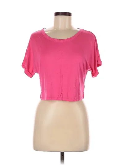Pre-owned Unbranded Short Sleeve Top Pink Scoop Neck Tops