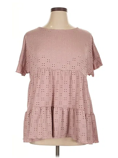 Pre-owned Unbranded Short Sleeve Top Pink Square Neckline Tops