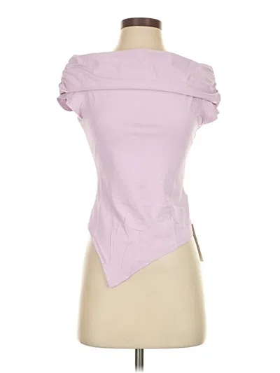 Unbranded Short Sleeve Top Purple One Shoulder Neckline Tops In Multi