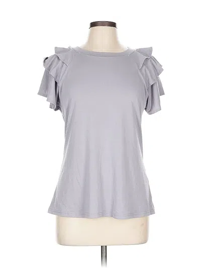 Pre-owned Unbranded Short Sleeve Top Purple Ruffles Neckline Tops