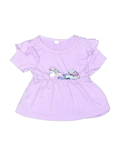 Pre-owned Unbranded Babies' Short Sleeve Top Purple Ruffles Neckline Tops