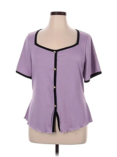 Pre-owned Unbranded Short Sleeve Top Purple Sweetheart Neckline Tops