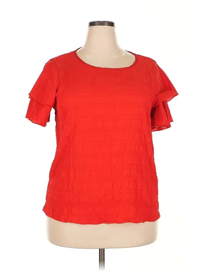 Pre-owned Unbranded Short Sleeve Top Red Square Neckline Tops