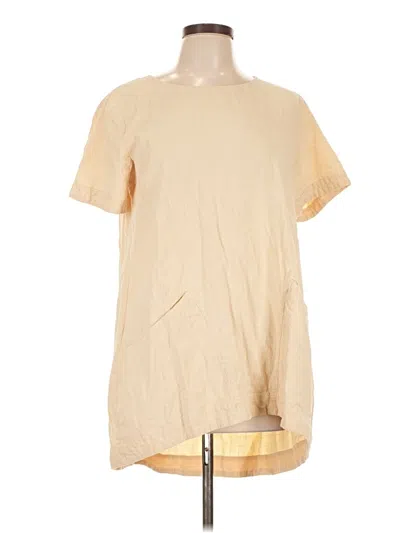 Pre-owned Unbranded Short Sleeve Top Tan Crew Neck Tops