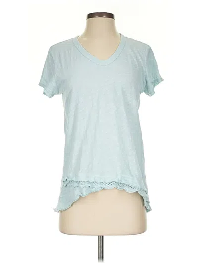 Pre-owned Unbranded Short Sleeve Top Teal V Neck Tops In Blue