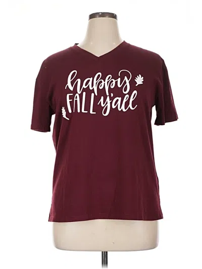 Pre-owned Unbranded Short Sleeve T-shirt In Burgundy