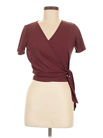 Pre-owned Unbranded Short Sleeve T-shirt In Burgundy