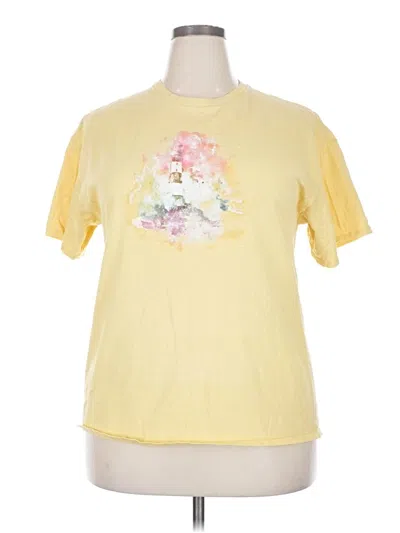 Pre-owned Unbranded Short Sleeve T-shirt In Yellow