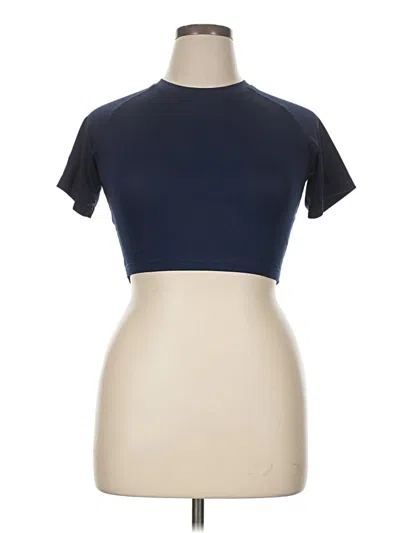 Pre-owned Unbranded Short Sleeve Turtleneck In Blue
