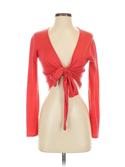 Pre-owned Unbranded Silk Cardigan Sweater In Red