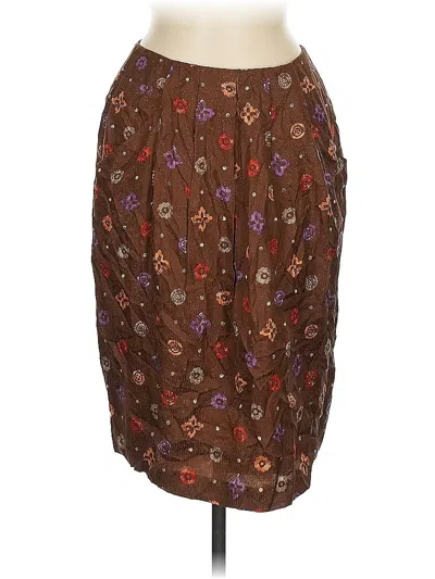 Pre-owned Unbranded Silk Skirt In Brown