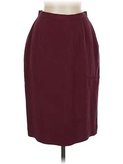 Pre-owned Unbranded Silk Skirt In Burgundy
