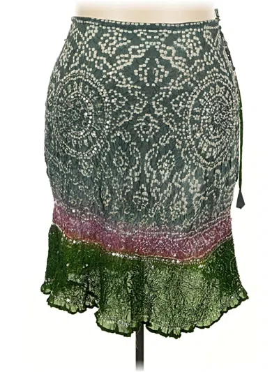 Pre-owned Unbranded Silk Skirt In Green