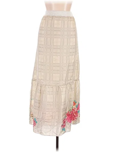 Pre-owned Unbranded Silk Skirt In Tan