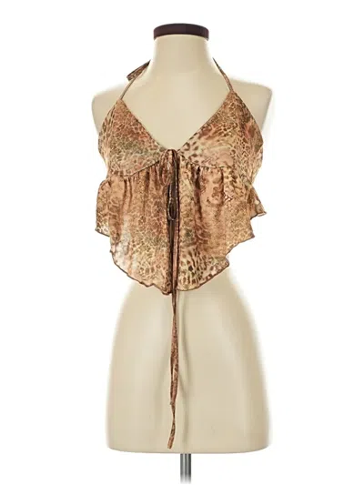 Pre-owned Unbranded Sleeveless Blouse In Brown