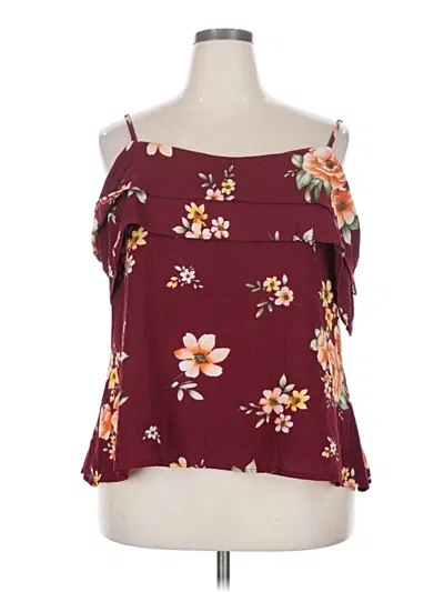 Pre-owned Unbranded Sleeveless Blouse In Burgundy