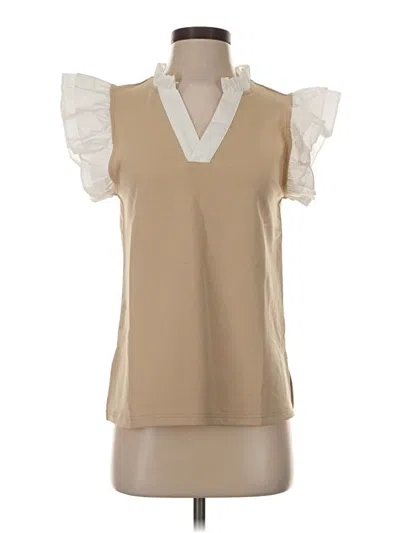 Pre-owned Unbranded Sleeveless Blouse In Tan