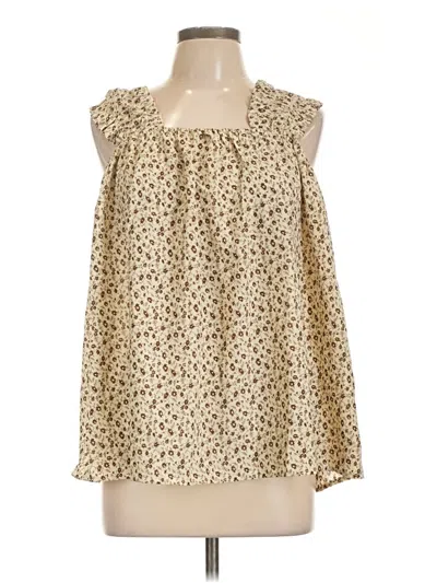 Pre-owned Unbranded Sleeveless Blouse In Tan