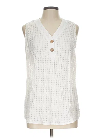Pre-owned Unbranded Sleeveless Blouse In White