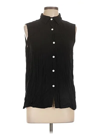 Pre-owned Unbranded Sleeveless Button Down Shirt In Black