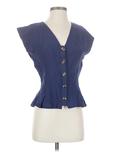 Unbranded Sleeveless Button Down Shirt In Blue