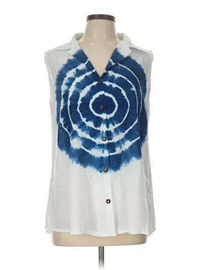 Pre-owned Unbranded Sleeveless Button Down Shirt In Blue