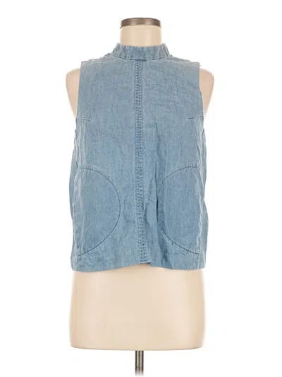Pre-owned Unbranded Sleeveless Button Down Shirt In Blue