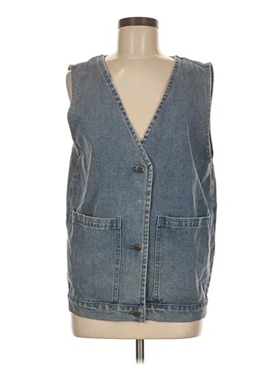 Pre-owned Unbranded Sleeveless Button Down Shirt In Blue