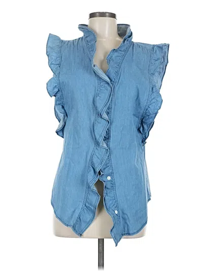 Pre-owned Unbranded Sleeveless Button Down Shirt In Blue