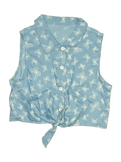 Pre-owned Unbranded Kids' Sleeveless Button Down Shirt In Blue