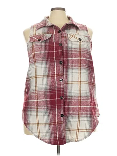 Pre-owned Unbranded Sleeveless Button Down Shirt In Burgundy