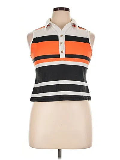 Pre-owned Unbranded Sleeveless Button Down Shirt In Orange