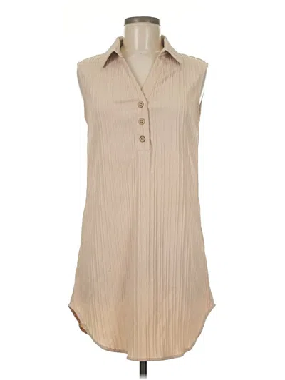 Pre-owned Unbranded Sleeveless Button Down Shirt In Tan